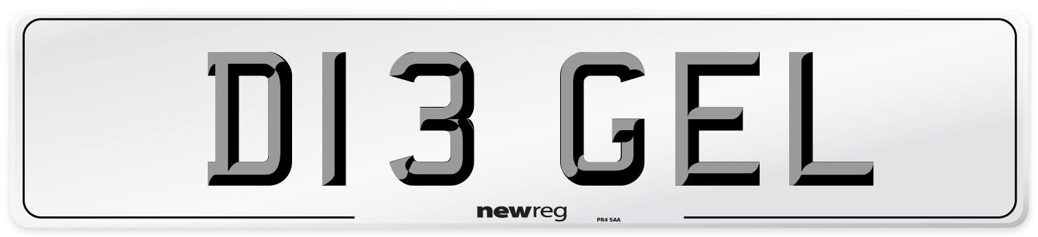 D13 GEL Number Plate from New Reg